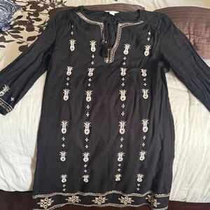 Black Tunic with Embroidered Accents